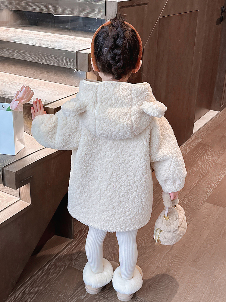 Women's Sheep Wool Coat  New Children's Top Stylish Wool Overcoat Thick Winter Wool Sweater