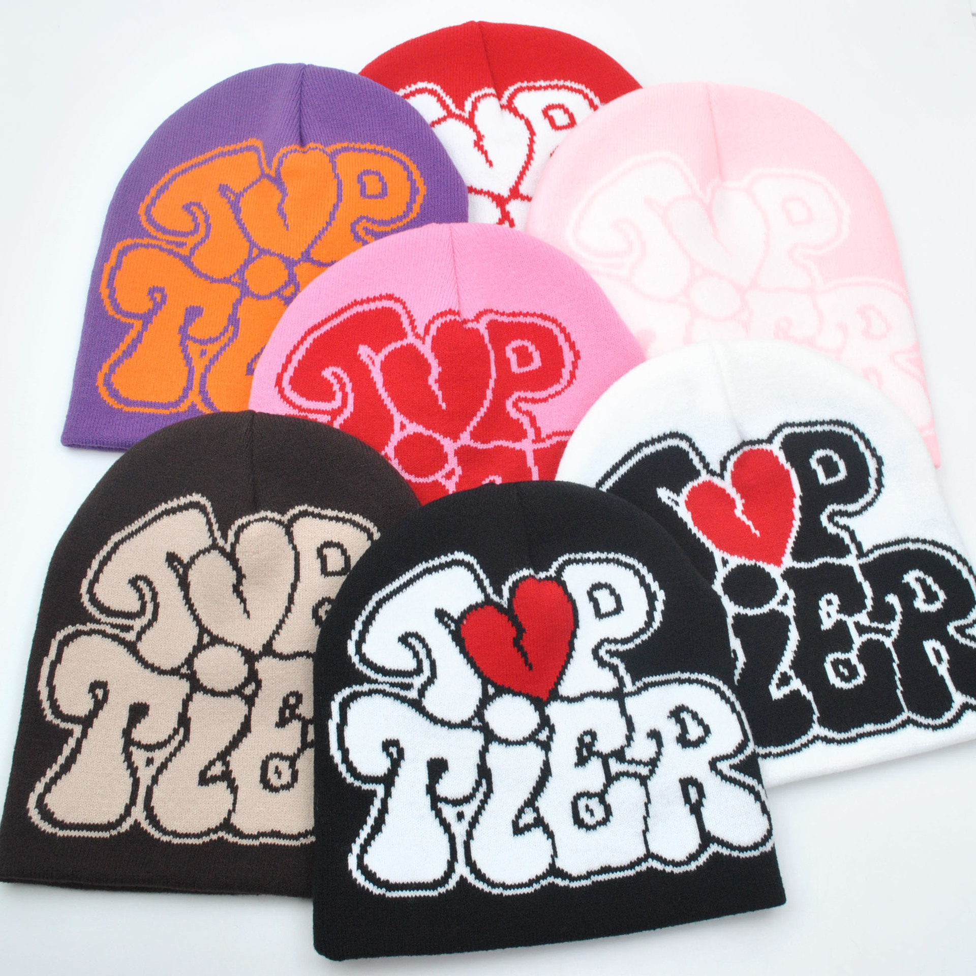 Y2K Hip Hop Cross-border Trend Candy Color Personalized Knitted Hat Letter Hat Customized Cold Hat European and American Foreign Trade Wholesale