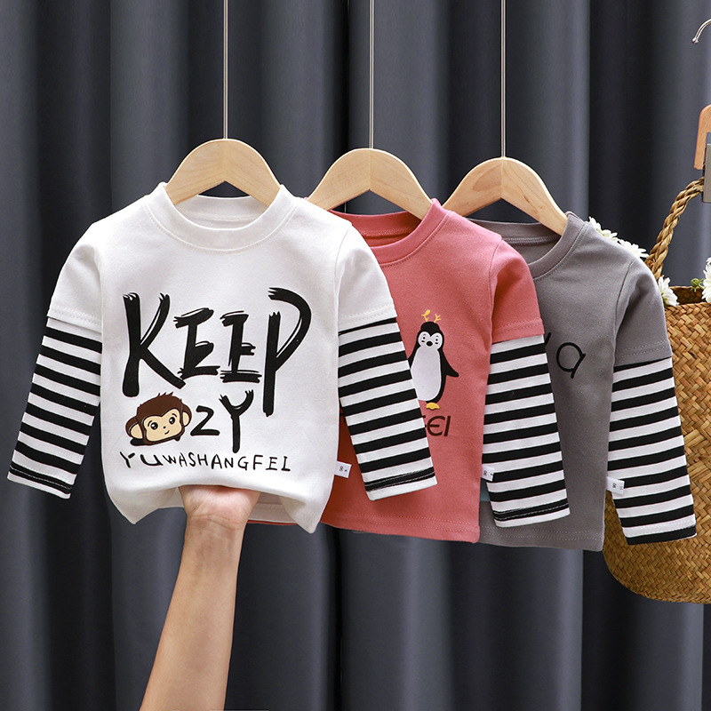 Spring and Autumn Children's Underwear, Unisex Cartoon T-Shirt for Boys and Girls, Long-Sleeved Top for Infants, Cute Baby T-Shirt for Kids