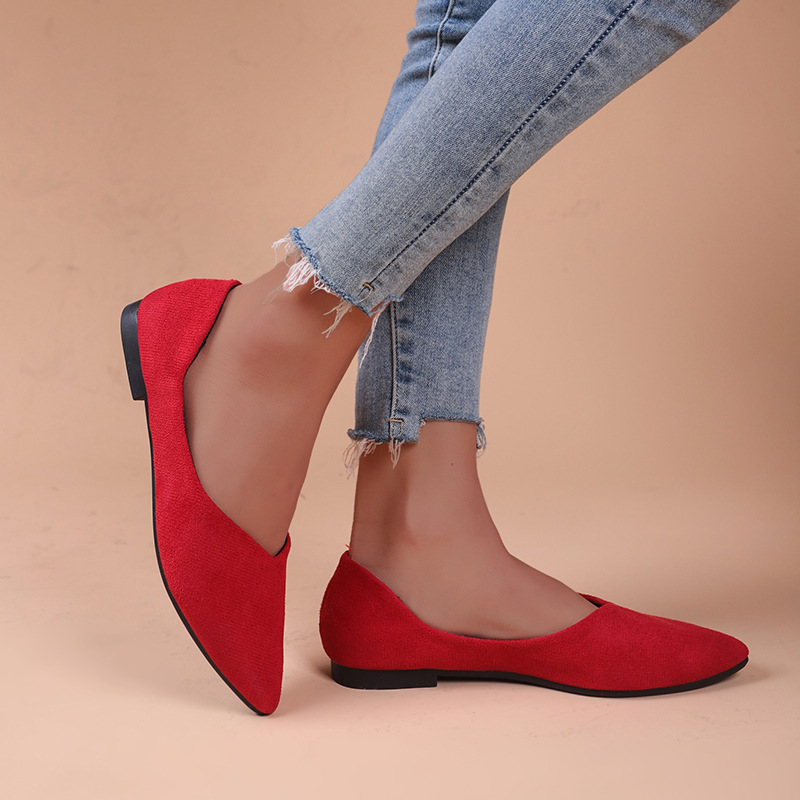 Foreign trade plus size pointed toe shallow mouth single-layer shoes for women 2023 spring and summer new casual flat soft bottom all-match single-layer shoes wholesale