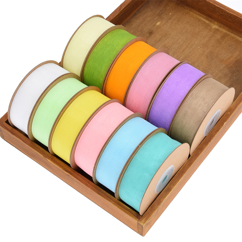 Amazon cross-border transparent encryption snow yarn ribbon flower gift box packaging hair accessories bow material spot