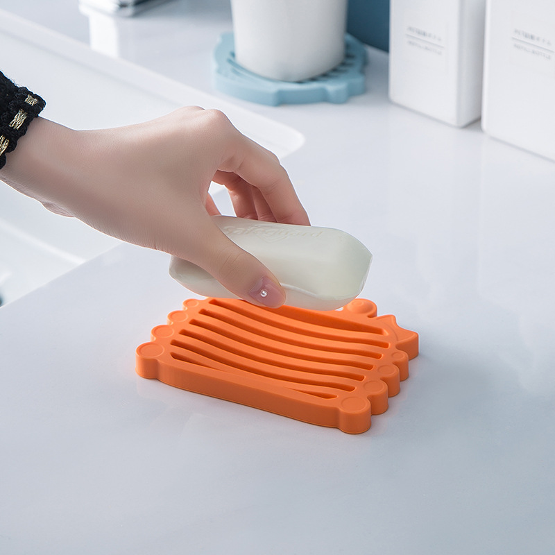Nordic style silicone soap box soap box bathroom household draining box tray creative bathroom light luxury style soap tray