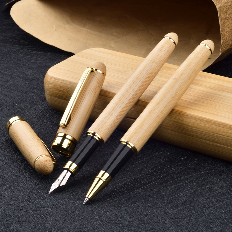 Wholesale spot bamboo pen signature pen handmade wooden creative gift bamboo pen set can be customized lettering