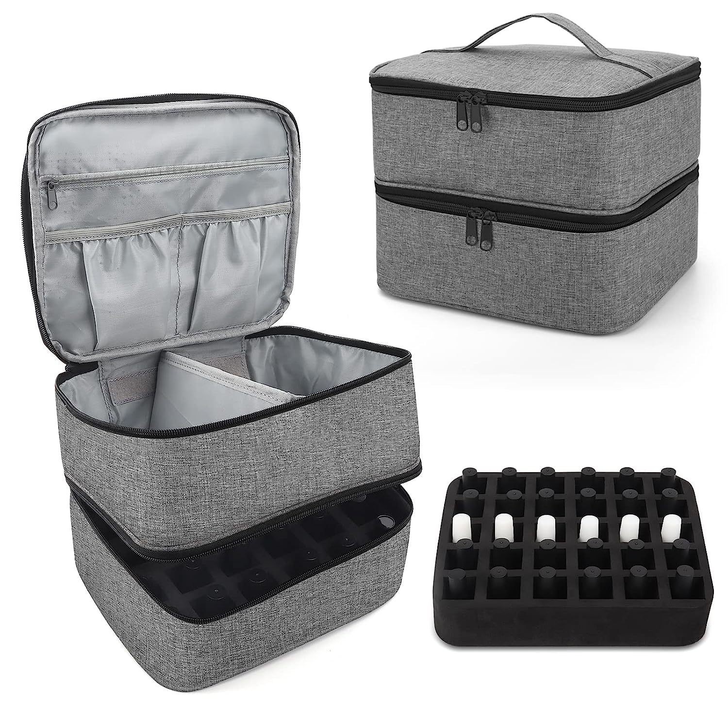 Amazon new nail polish carrying bag double layer nail polish storage bag can hold 30 bottles cosmetic bag storage bag