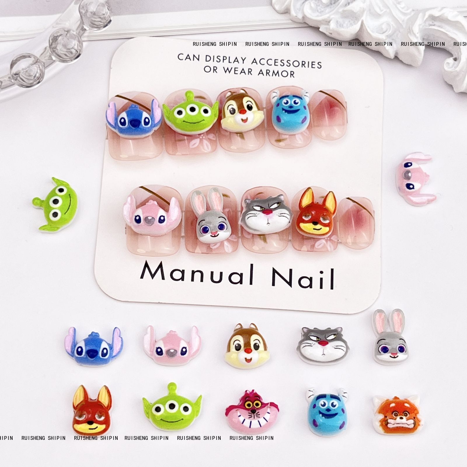 New Animal City Cartoon Nail Art Jewelry Luminous Cute Three-dimensional Long Ear Rabbit Animation Resin DIY Nail Accessories