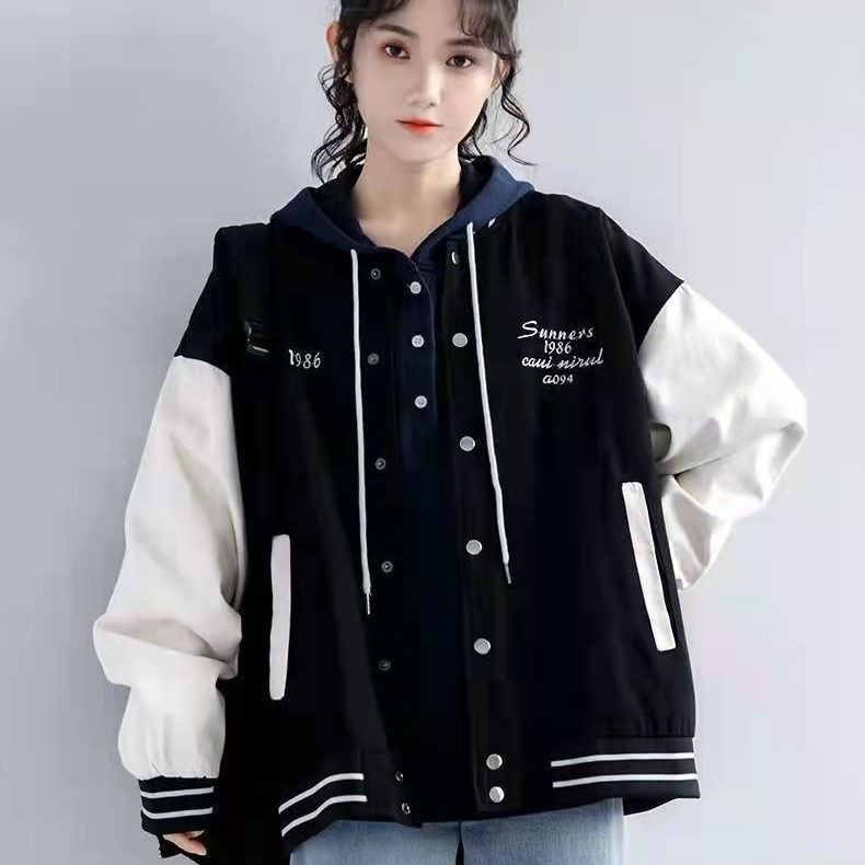 Baseball Suit Jacket Girl's Spring and Autumn 2023 New Junior High School High School Students Korean Loose Embroidered Jacket Top