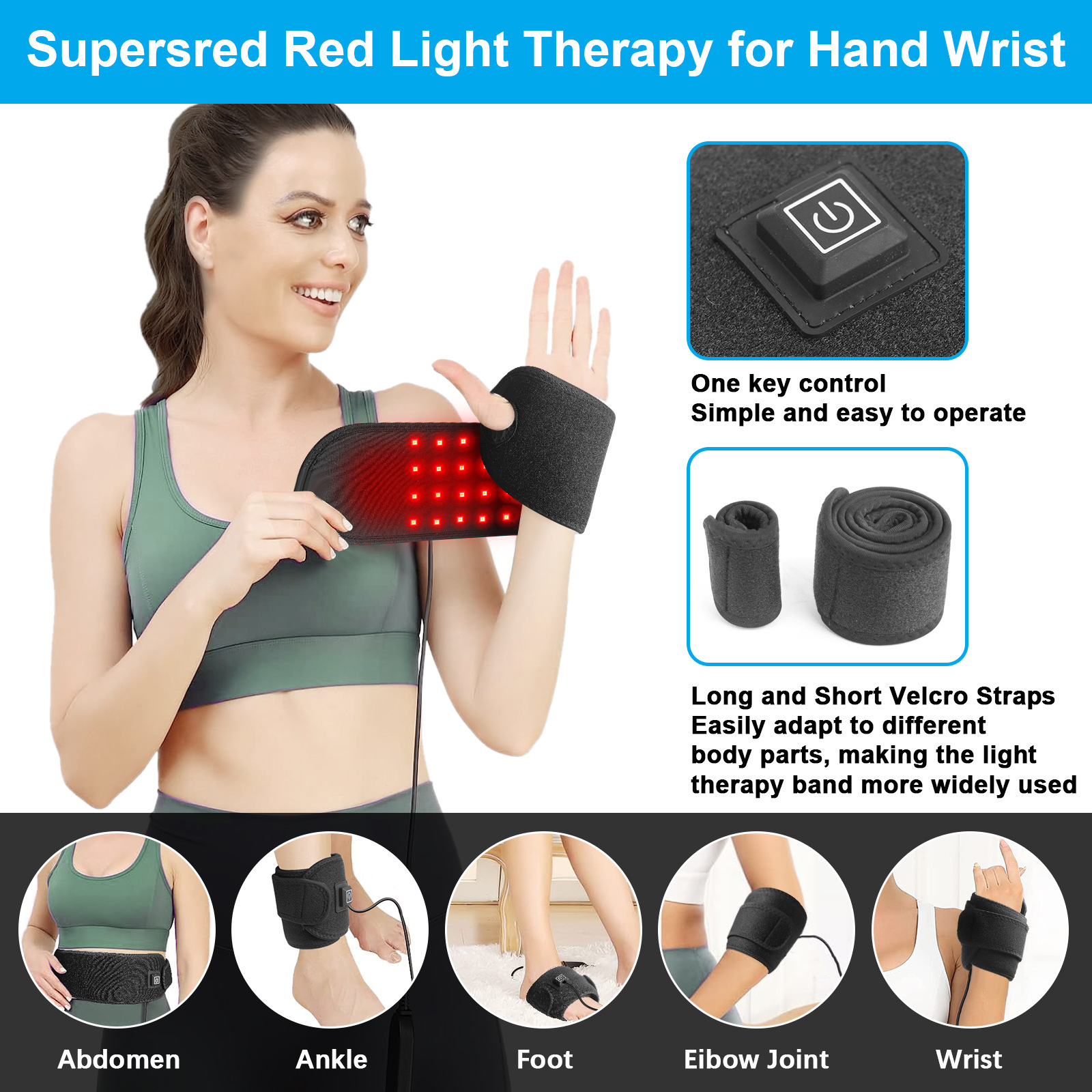 New red light physiotherapy wrist strap home soothing 48 double chip led wrist strap