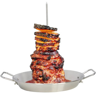 Stainless steel vertical screw barbecue pan accessories 3 removable with brush cushion gloves oil bottle brush hook