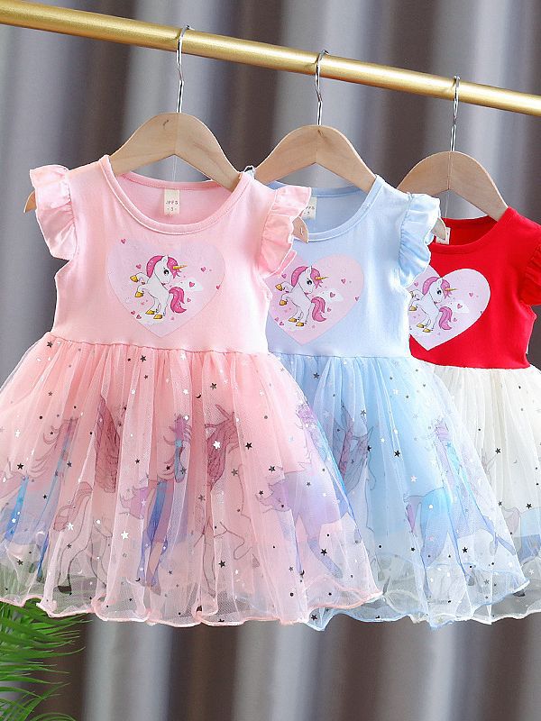 女童韓版短袖連衣裙公主裙禮服寶寶棉洋氣夏季網紗雪紡背心裙潮