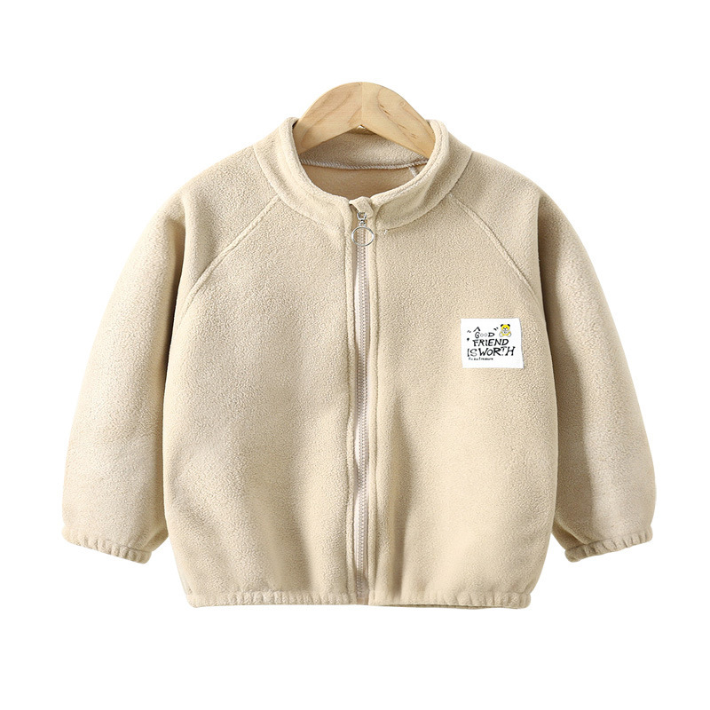 Children's coat polar fleece autumn and winter boys and girls stand collar zipper shirt middle and big children's coat double-sided fleece warm children's clothing