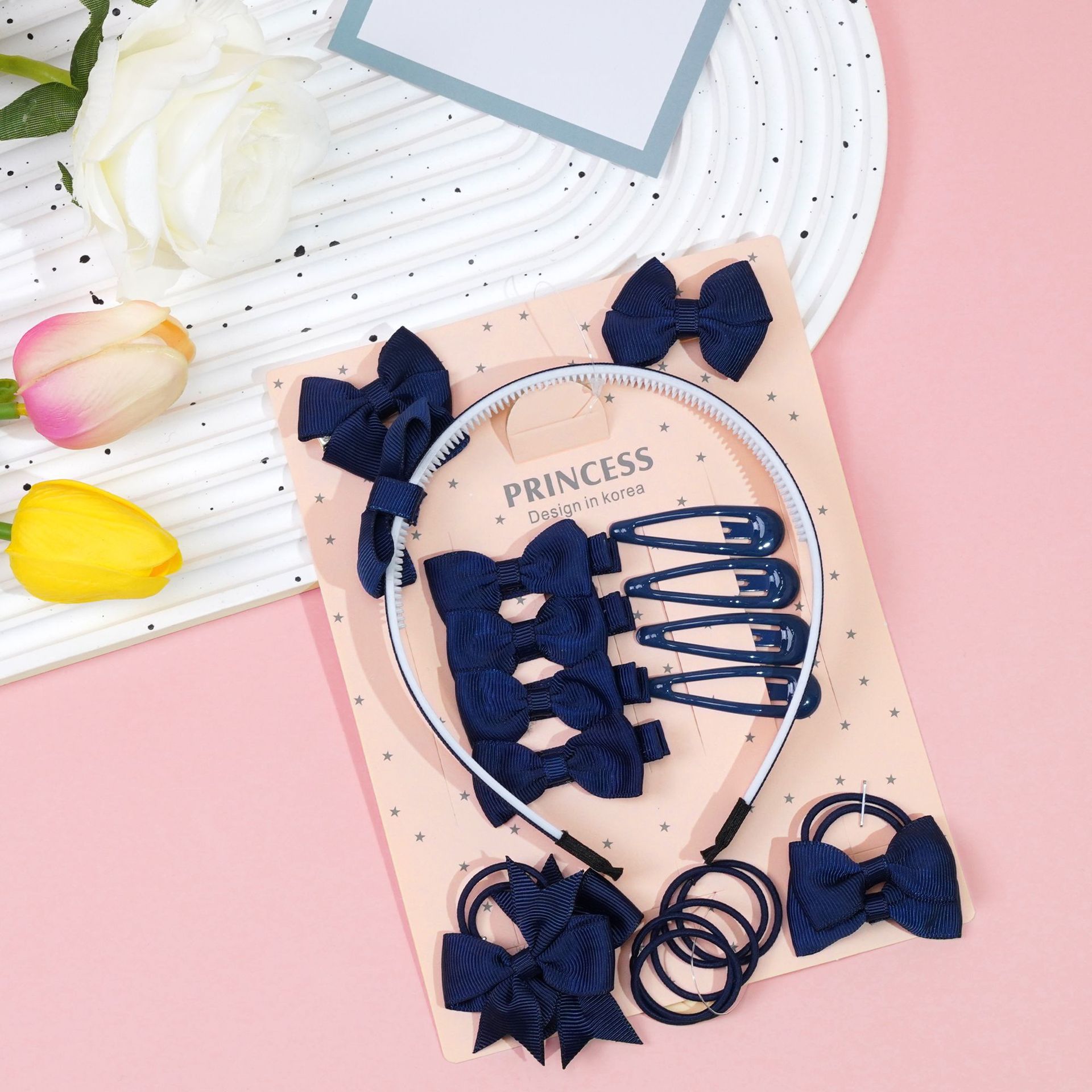 Cross-border Hot Selling Princess Hair Accessories Children Bow Hairpin Rubber Band Girls' Hairband Combination suit Birthday Gift_voghion.com