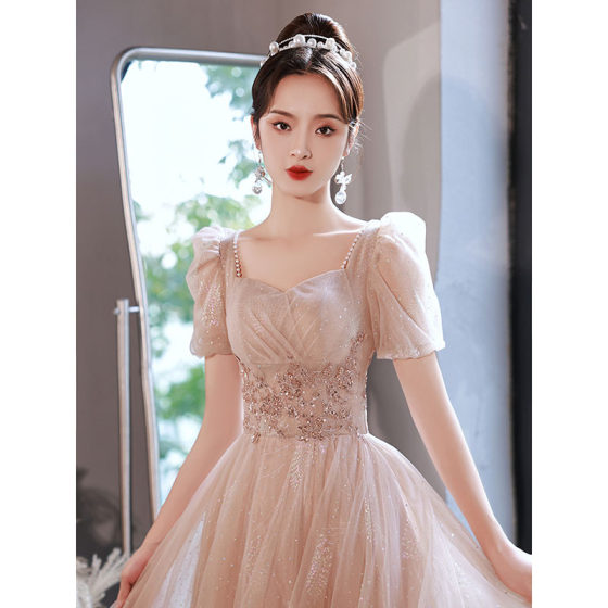 Evening Dress Women's 2024 New Spring Banquet Elegant Champagne Color Long Celebrity Host Usually Wearing Dress