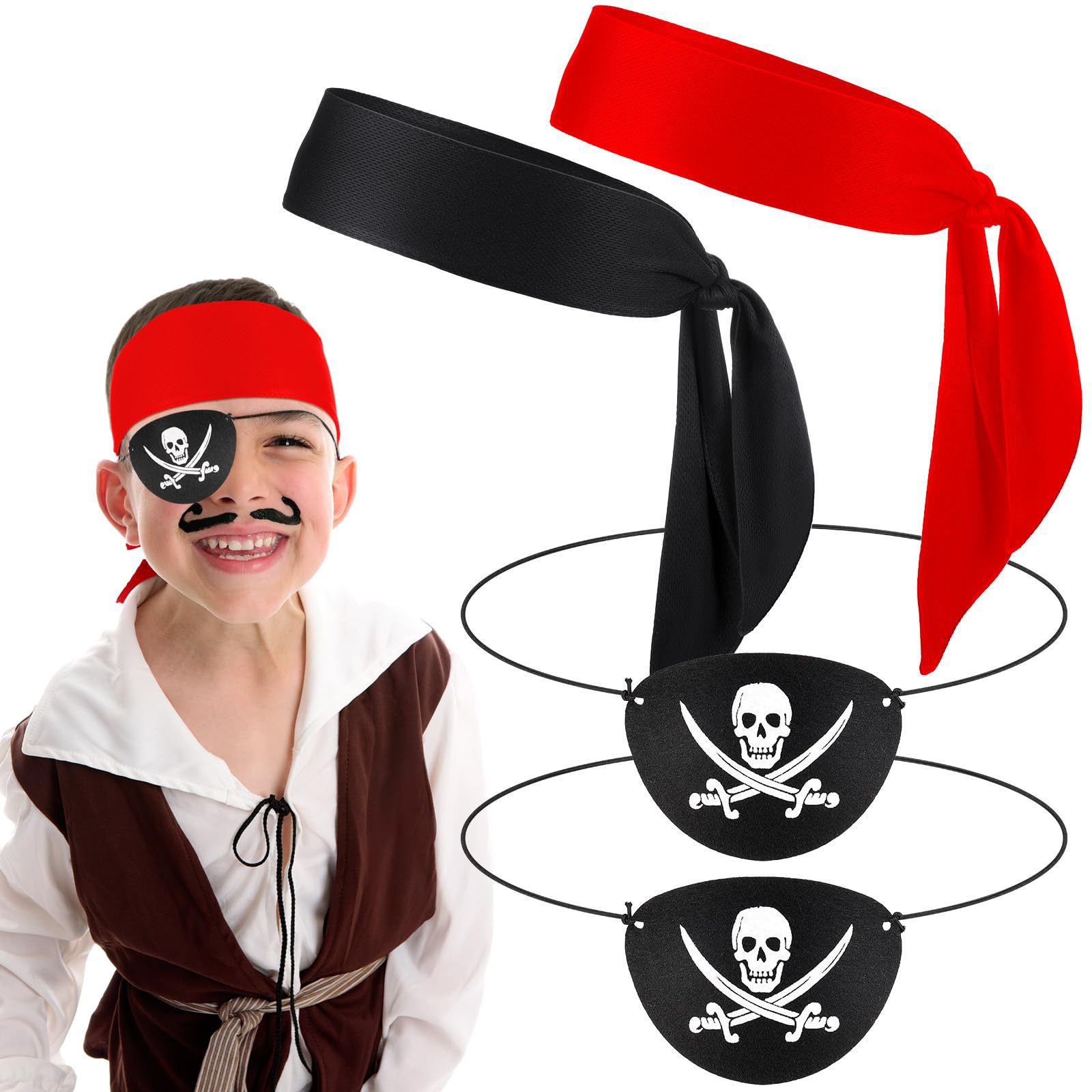 Pirate turban felt eye mask costume props turban skull Pirate Festival Halloween Carnival party dress up