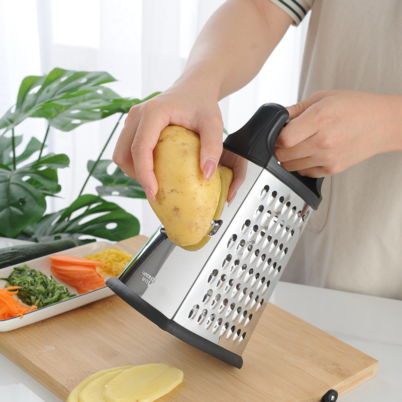 Spot kitchen gadget four-sided grater potato grater with base Box storage fruit vegetable grater