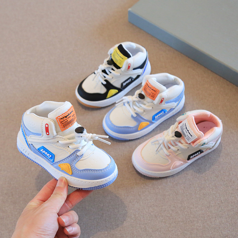 Children's sports shoes 2024 spring boys casual shoes high-top girls shoes soft bottom baby shoes a generation of hair