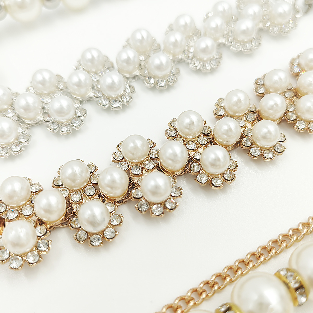 Hole shoes flower chain hole shoes decorative chain DIY decorative chain strip invisible hidden buckle Pearl Chain