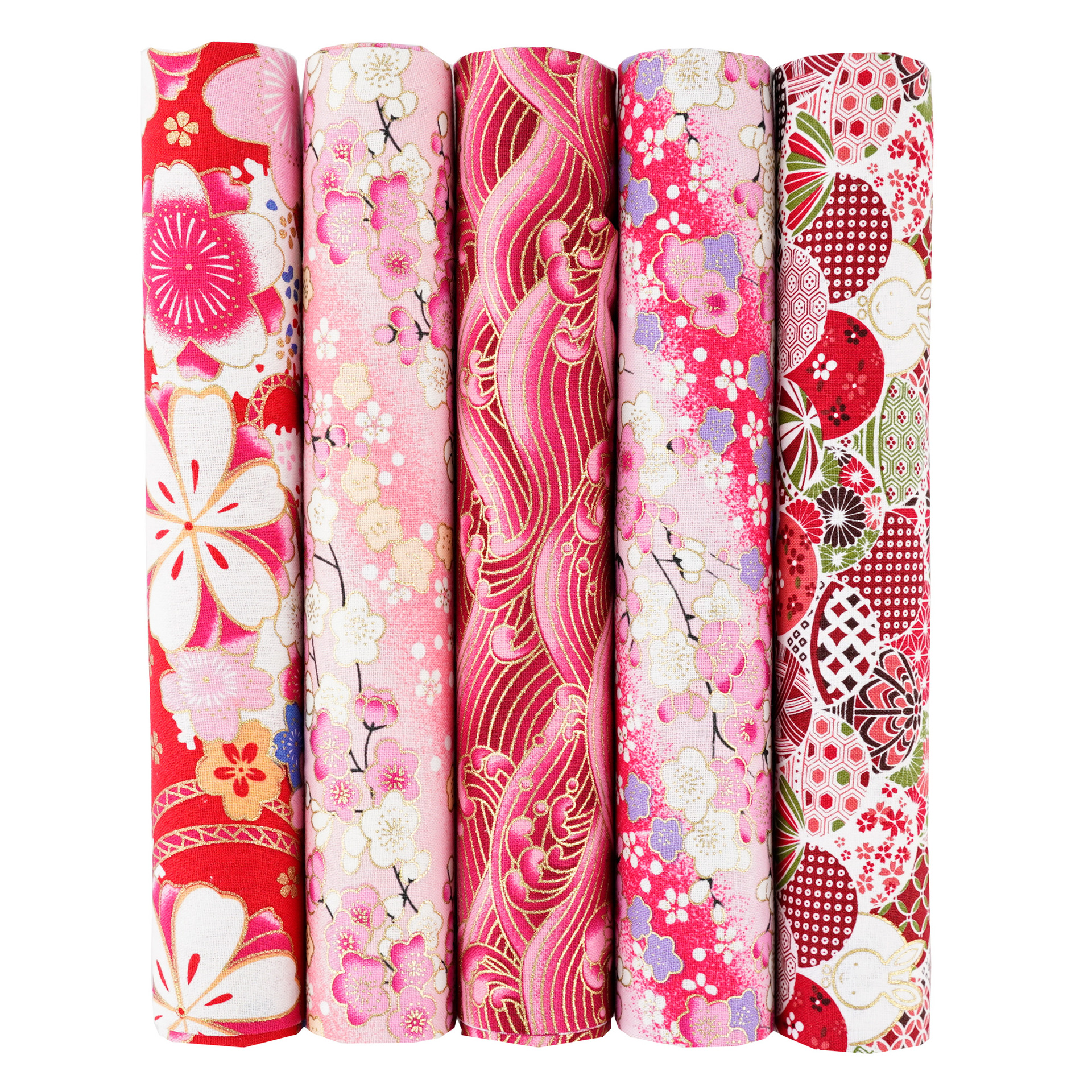 5 Color patchwork cloth set gilding Japanese style floral cloth cotton floral handmade diy cotton cloth wholesale cloth head printing cloth