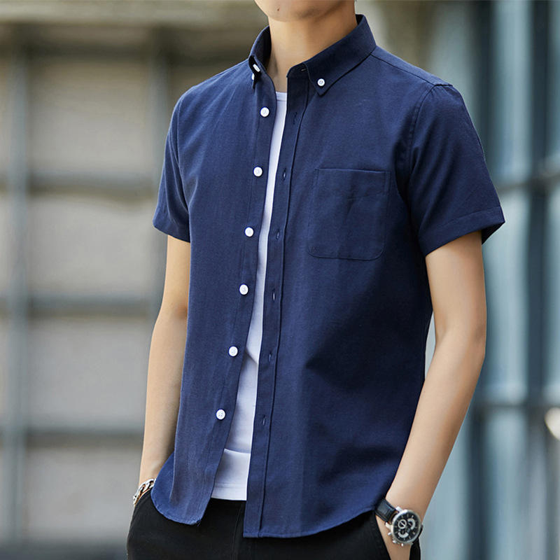 Short-sleeved navy blue