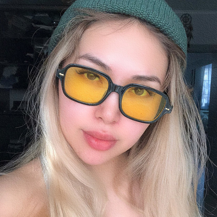 Cross-border rice nail sunglasses square 2021 New European and American trend personalized sunglasses all-match retro trendy sunglasses_voghion.com