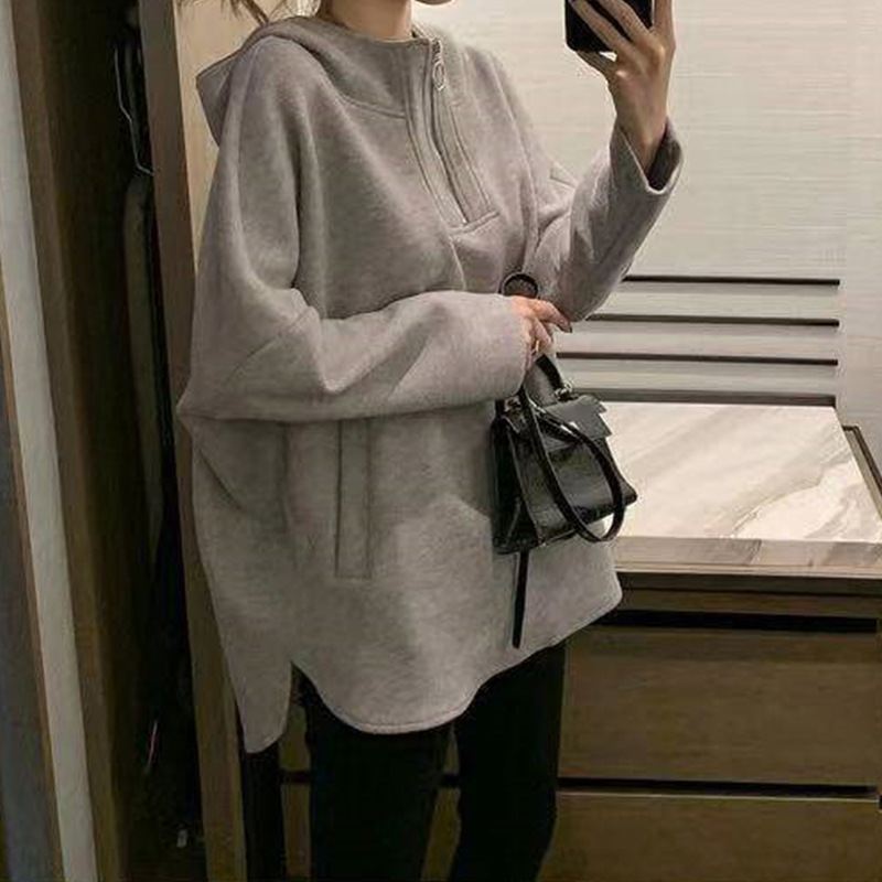 Hooded sweater for women 2023 new spring and autumn casual loose ins trendy lazy style design sense niche top