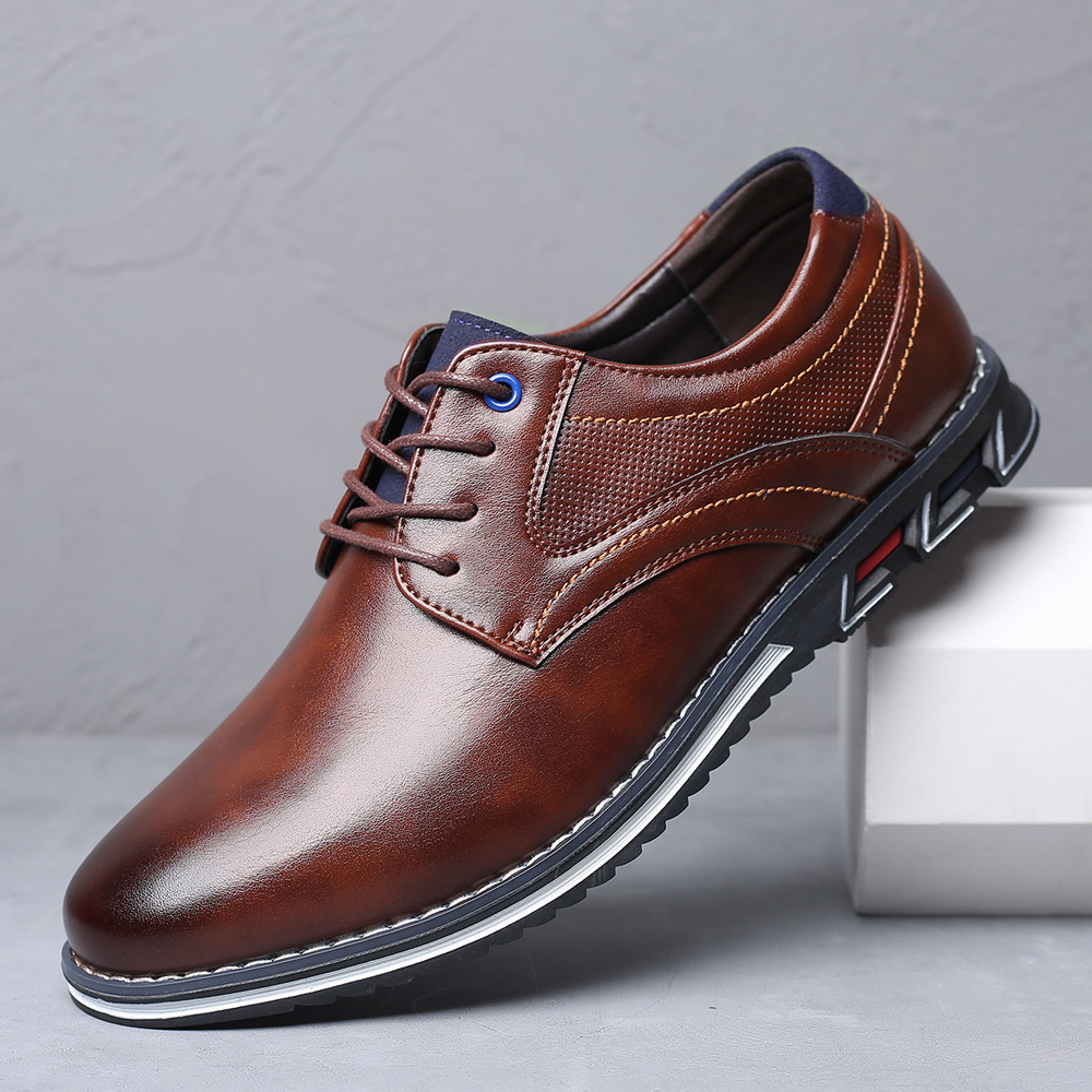 2025 Men's Leather Shoes Soft Bottom Soft Leather Casual Shoes Autumn Black British Business Dress Work Fashion Men's Shoes