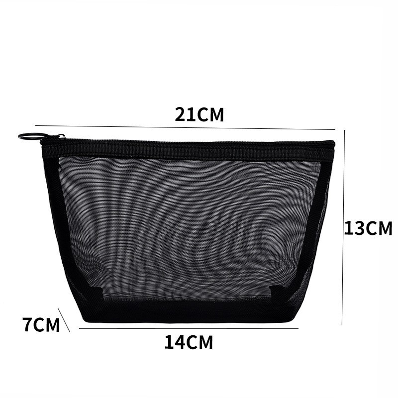 Amazon hot selling transparent net storage bag large capacity mesh cosmetic bag portable travel wash bag three-piece set