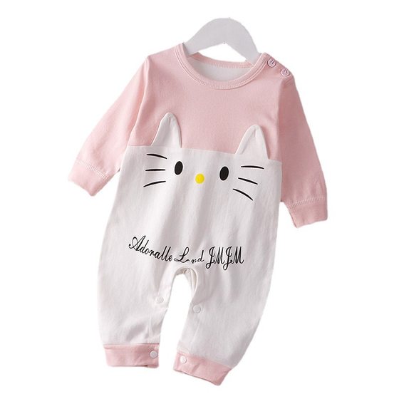 Baby Jumpsuit Spring and Autumn 2023 New Climbing Clothes Baby Autumn Clothes Open Crotch Hatshirt Newborn Pajamas Children's Clothing