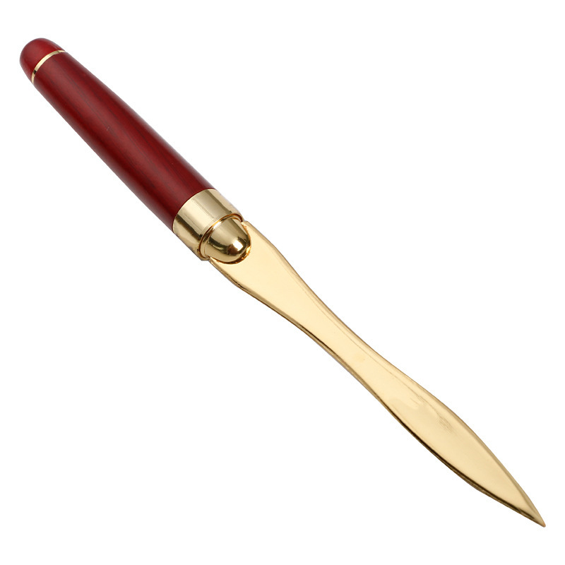 New mahogany letter opener multifunctional tool pen open express outdoor self-defense metal pen printing logo gift pen