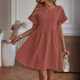 2024 Amazon European and American cross-border women's clothing foreign trade independent station New elegant round neck loose cotton and linen dress women