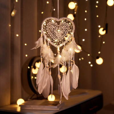 Creative Hollow Love Dream Catcher Lantern Hanging Ornaments Nordic Wedding Dream Catcher Christmas Dream Catcher Hanging Ornaments