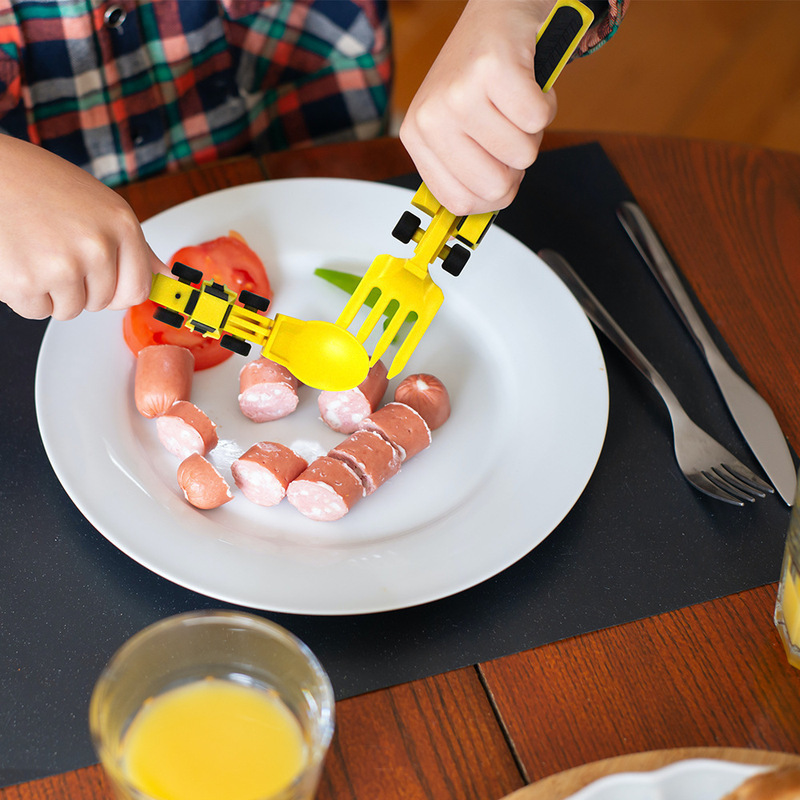 ダイナナーアクティブ自动车ブルドーザーショベルショベルショベルフォークショベル子供用食器3点セット|undefined