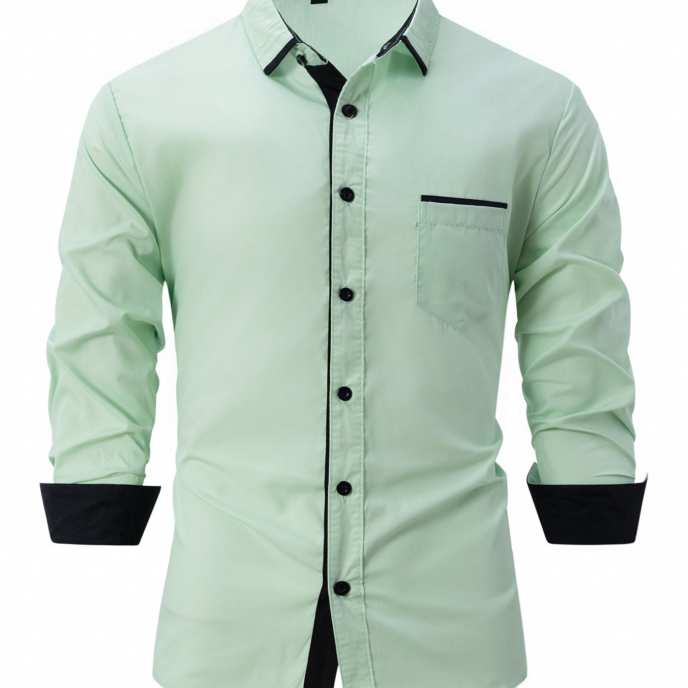 2024 new fashion men's spring and autumn cotton men's color matching business slim casual shirt long sleeve shirt