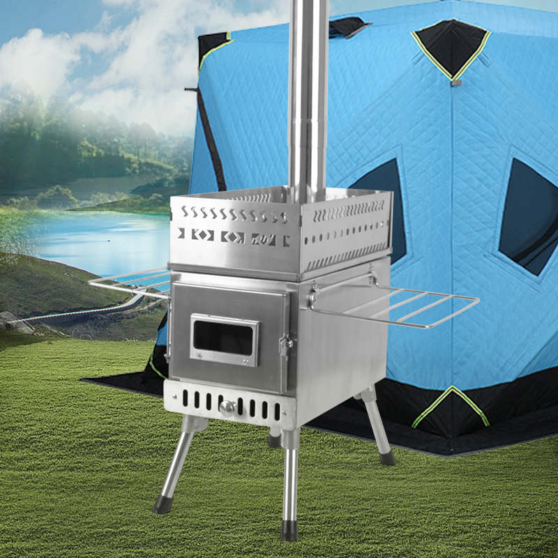 Stainless steel sauna stove for picnic camping tent burning wood heating stove household folding portable wood stove wholesale