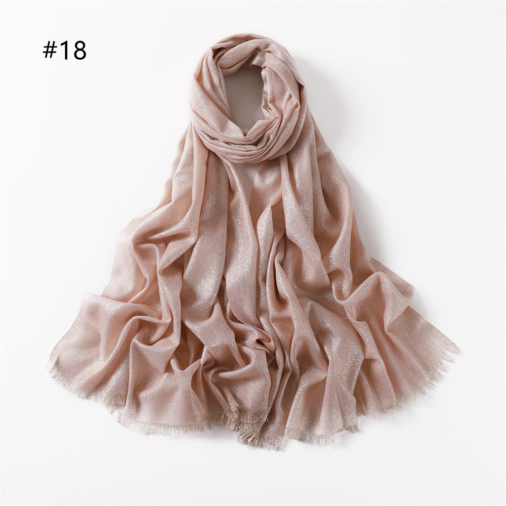 Cross-border international station new solid color rayon Gold Silver two short beard shawl women's scarf a generation of hair