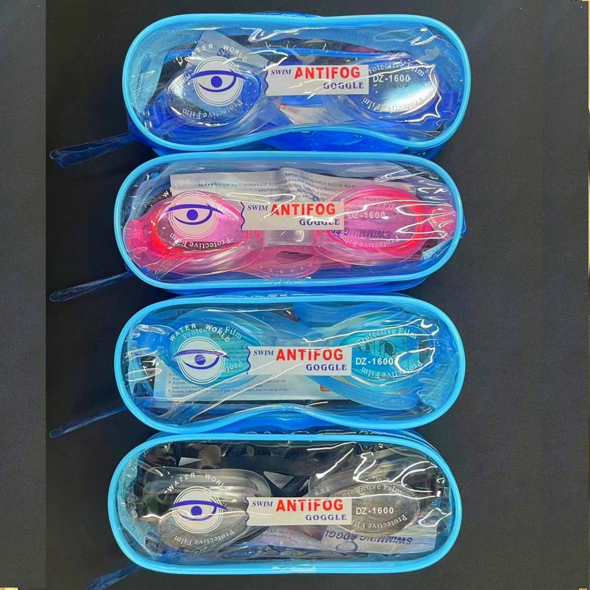 Factory direct spot wholesale bag professional waterproof transparent high-definition adult children's men's and women's flat one-piece swimming goggles