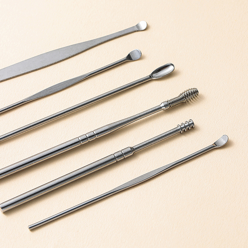 Ear pick suit ear pick artifact Japanese spiral wet buckle professional adult household stainless steel ear pick tool
