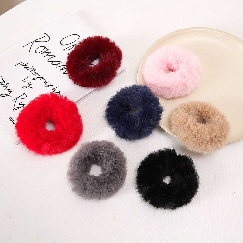 Autumn and winter high and low wool texture hair ring cross-border wholesale imitation mink fur rubber band cute plush headband girl headdress