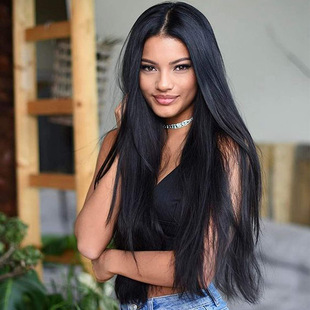 AISI Xuchang Wig European and American Cross-border Front Lace Wig Women's wigs Mid-length Straight Fiber Wig Headgear