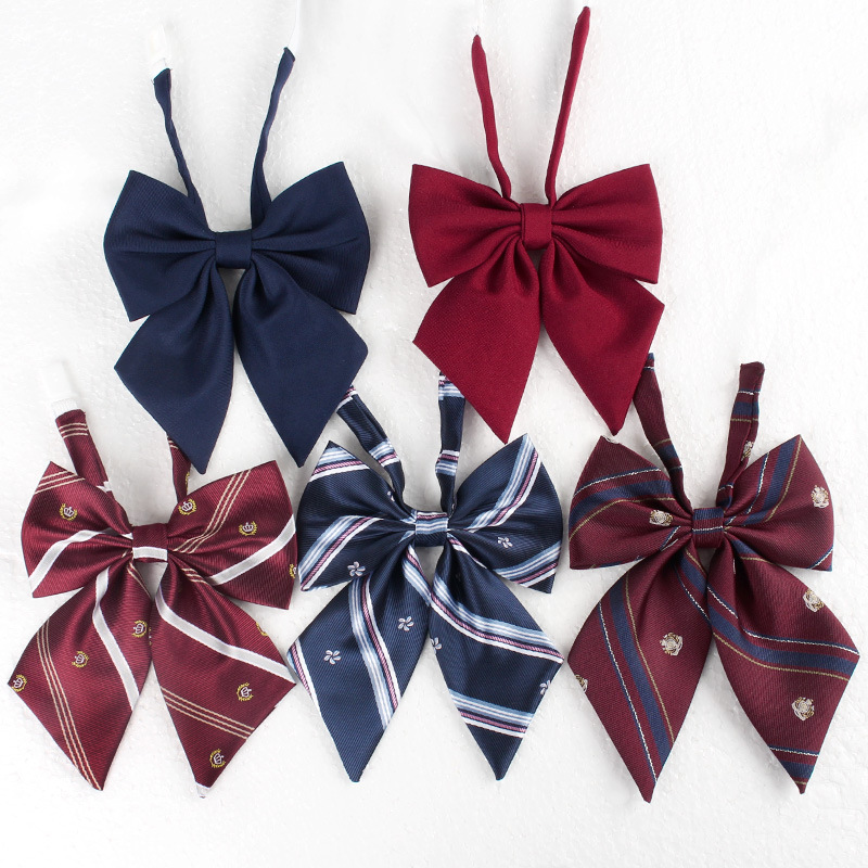 Bow tie female JK feather root collar flower female student graduation photo academic clothing wine red college style collar flower Japanese bow