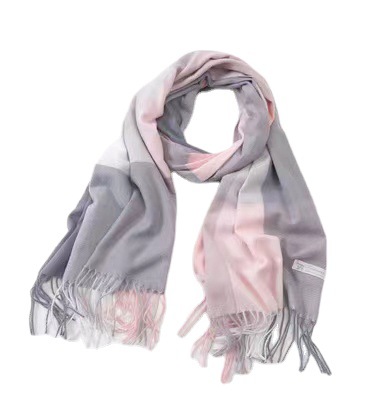 Korean Style Plaid Cashmere Scarf Knitted Scarf Women's Winter High-end Sense Men's Warm Tassel Large Shawl