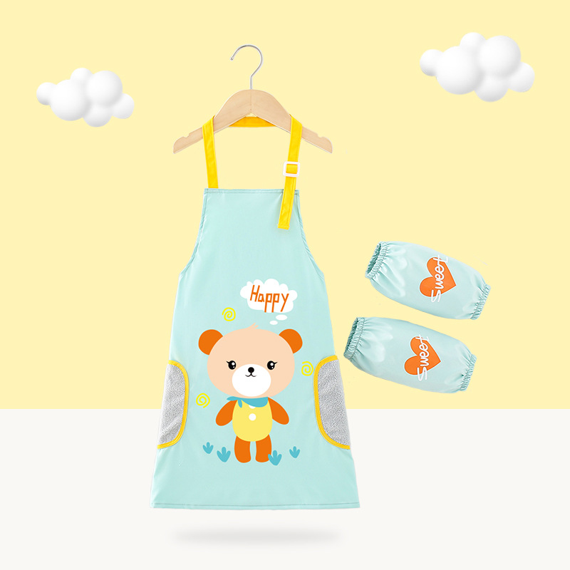 Children's apron painting clothes kindergarten art painting coverall boys' anti-dressing waterproof anti-dirty baby girl hand wiping