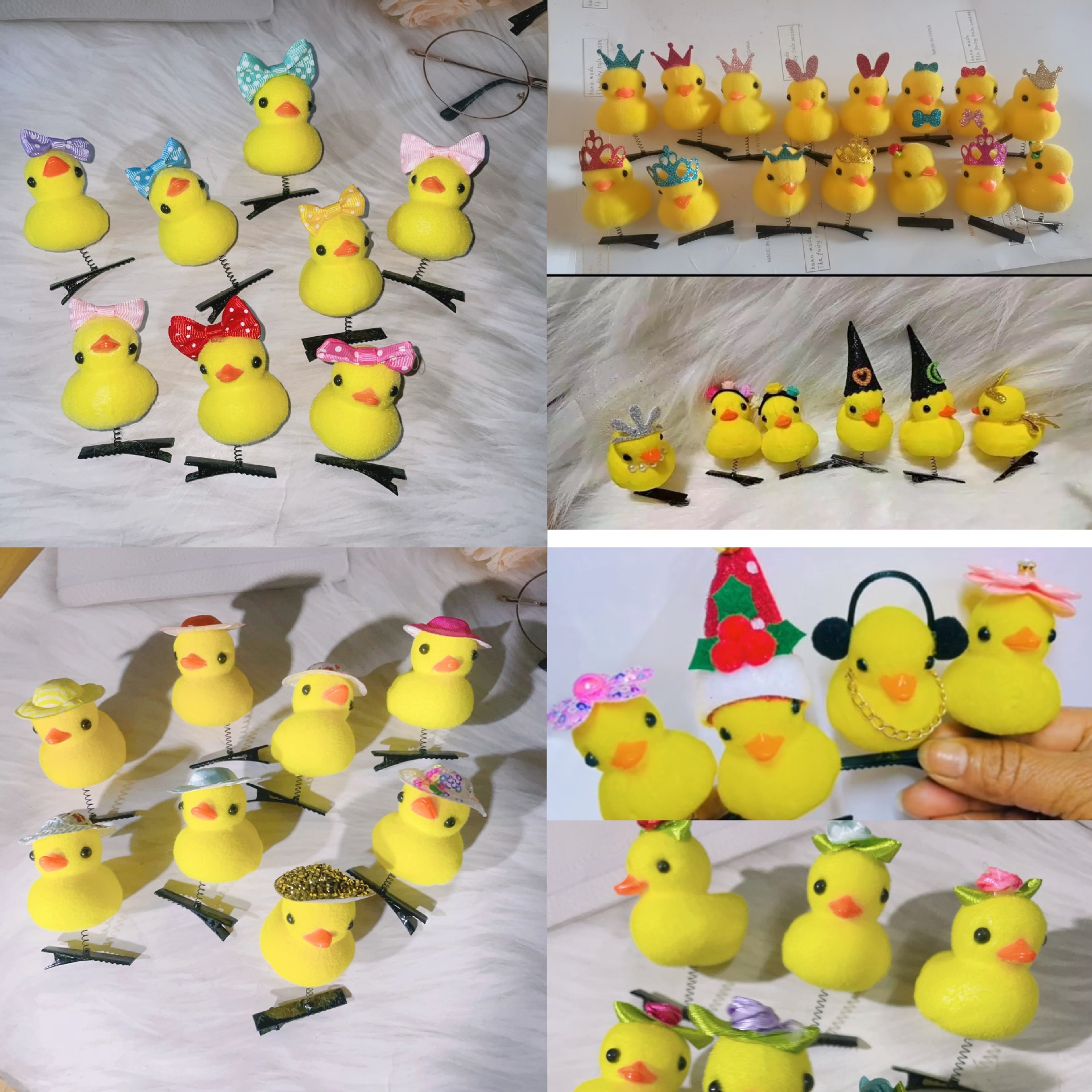 Bow three-dimensional spring small yellow duck hairpin small hat cartoon small duck push small gifts send factory direct sales