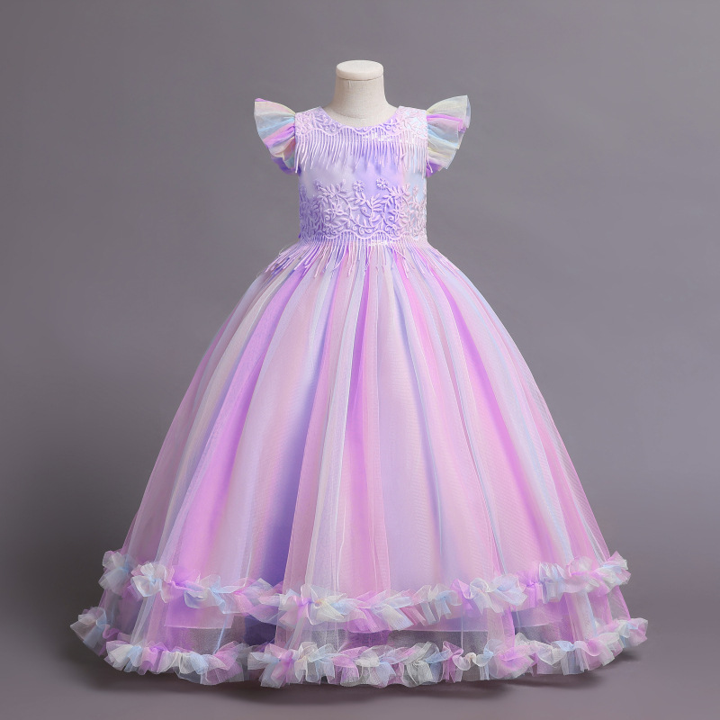 Foreign trade children's clothing girls New Princess dress big children's long dress summer children's piano performance clothing wholesale