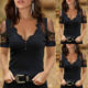 2021 New Amazon AliExpress Shoulder Lace Sleeve Nail Buckle Decoration Women's Summer Fashionable New Short-sleeved T-shirt