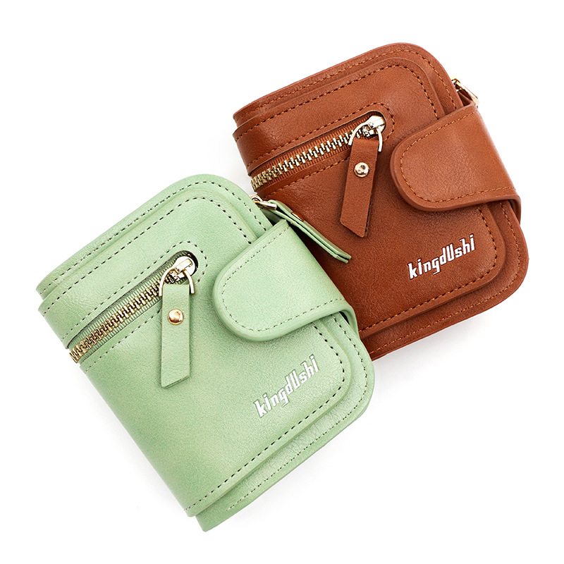 Factory Direct Women's Short Wallet Zipper Buckle PU Leather Large Banknote Multi-card Change Bag Women's Hand Bag