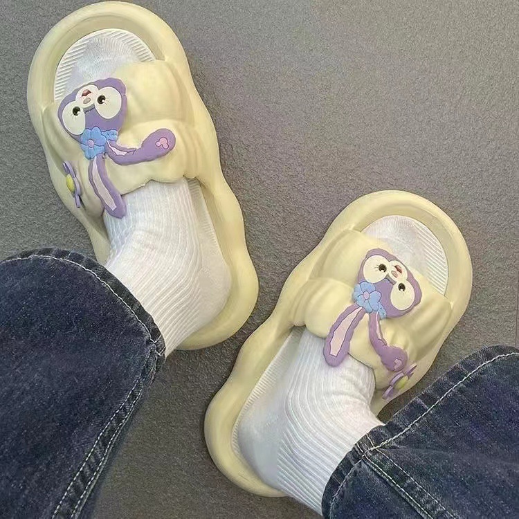 Slippers Women's Cute Student Girl ins Style Non-slip Super Soft Thick Bottom Dormitory Wearing Comfortable One-word Sandals and Slippers