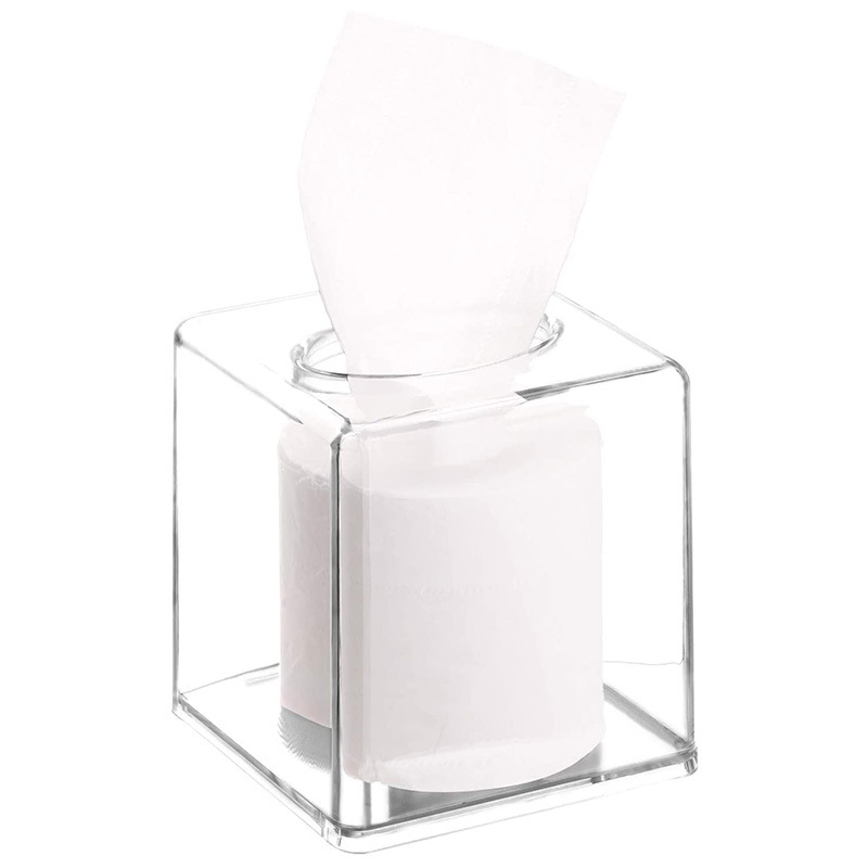Foreign trade best selling acrylic tissue box high-grade transparent smooth paper box car household goods explosion roll paper tube