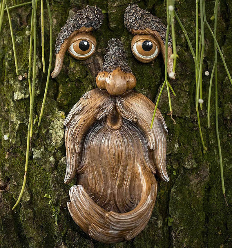 Cross-border new trunk facial features bird feeder decoration courtyard decoration design decoration trunk facial features spring flavor