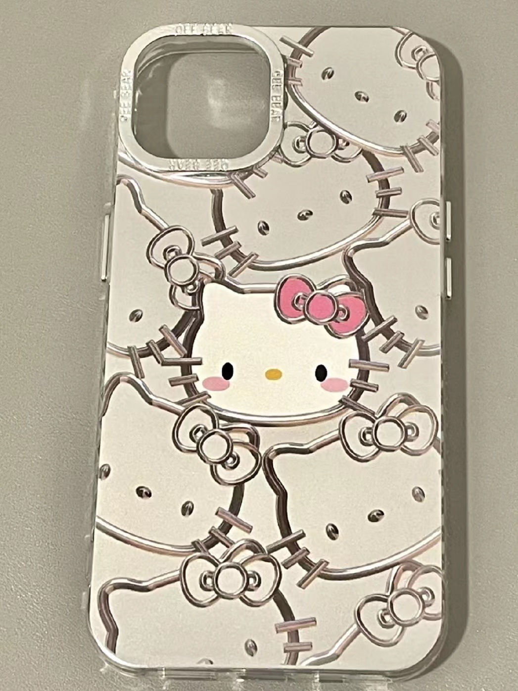 創意線條KT貓iPhone15Pro手機殼xsmax電鍍14/13小眾8plus/xs/XR女