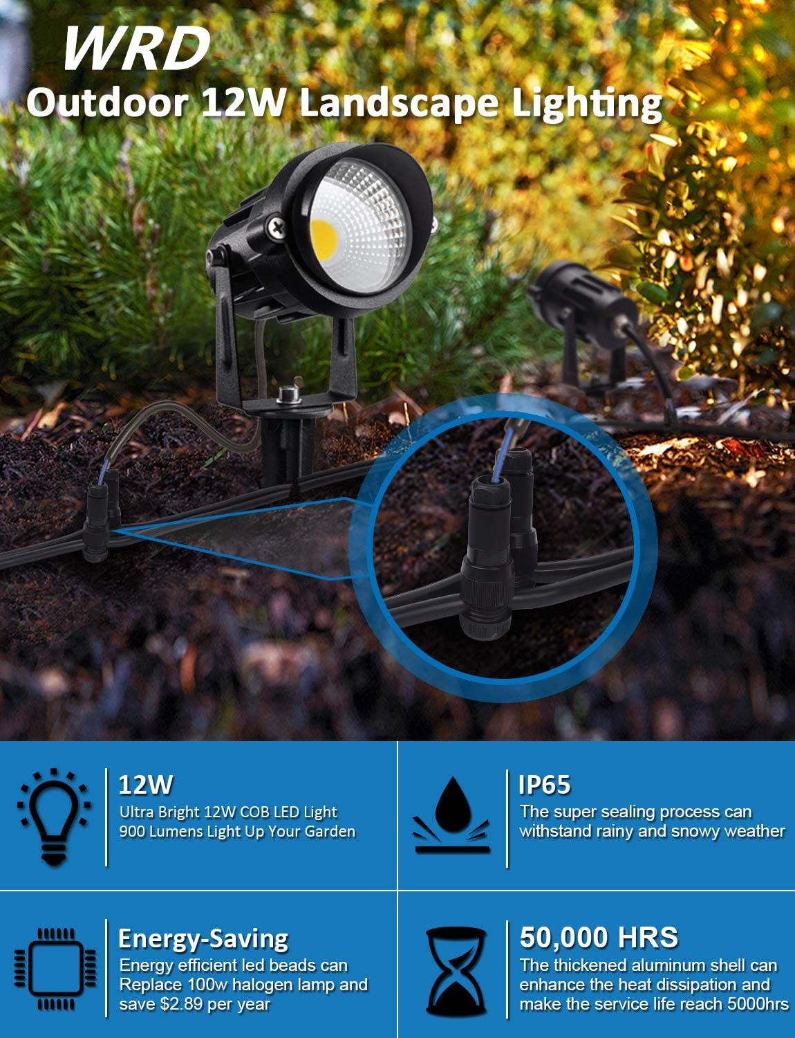 Amazon explosions outdoor 12V 5W low pressure waterproof courtyard landscape lawn landscape path COB plug lamp